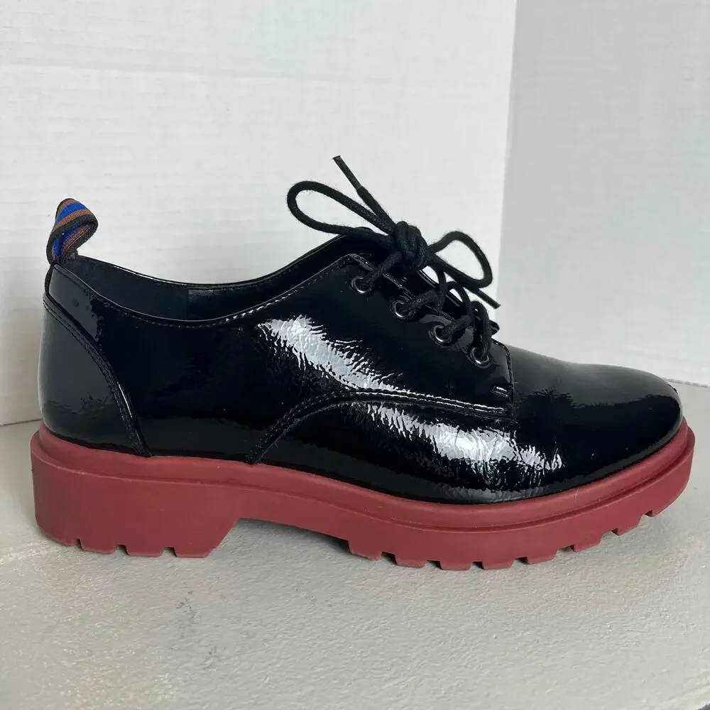 Mix No 6 Black Patent Platform Oxfords Size 7